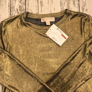Gold metallic long sleeve t-shirt